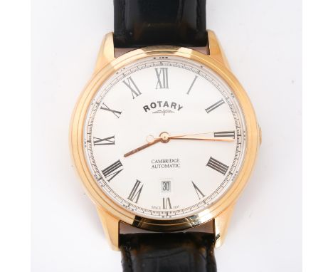 ROTARY - a gold plated stainless steel Cambridge automatic wristwatch, ref. GS05252/01, circa 2020, silvered dial with Roman 