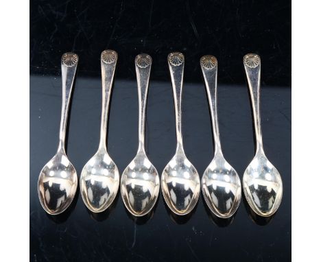 A set of 6 Elizabeth II silver Old English Shell pattern teaspoons, by Cooper Brothers & Sons Ltd, hallmarks Sheffield 1988, 