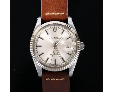 TUDOR - a Vintage stainless steel Jumbo Prince Oysterdate automatic wristwatch, ref 90814, circa 1978, silvered dial with bat