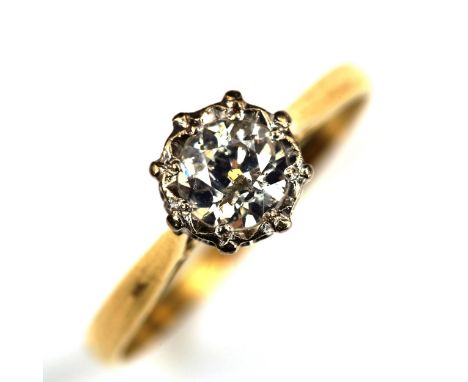 An 18ct gold 0.5ct solitaire diamond ring, illusion set with old European-cut diamond, diamond weight calculated from measure