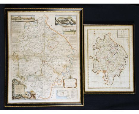 A mid 18th Century map of the County of Warwick by Thomas Kitchin with three location illustrations and history including Tam