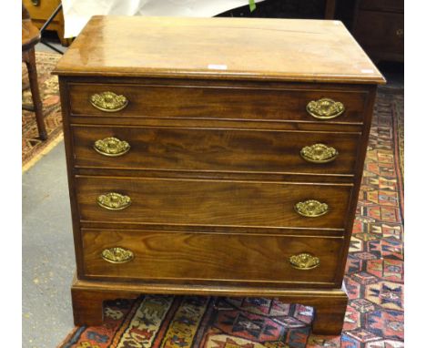A 19th century mahogany four drawer chest of diminutive proportions, raised on shaped bracket feet, 71 cm high x 70 cm x 45 c