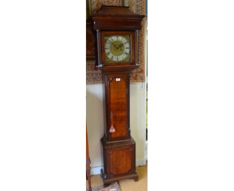 G Fetton, Bridgnorth - an 18th century mahogany cross-banded single fusee eight-day clock, the 25 cm square brass and silvere