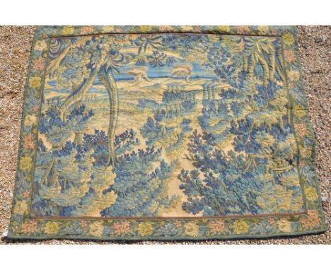 A 16th century style pictorial tapestry wall hanging, signed 'hal' lined and fitted for hanging, 198 x 156 cm 