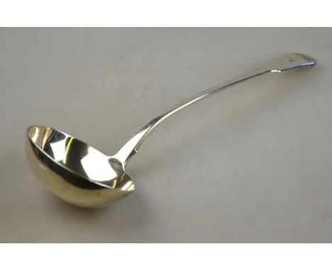 A George III silver fiddle and shell soup ladle, William Chawner II, London 1817, 8.5 oz (see lot 103)