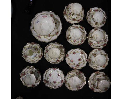 Edwardian Royal Stafford gilt rimmed tea service, chip to rim. Not available for in-house P&amp;P 