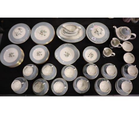 Royal Doulton dinner and tea service in the Rose Elegans pattern, approximately 80 pieces, no cracks or chips. Not available 