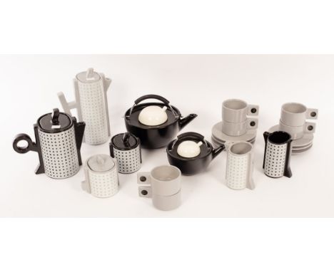 MAS (Italy), a tea and coffee service, spot design in black, white and grey CONDITION REPORT: Condition information is not us