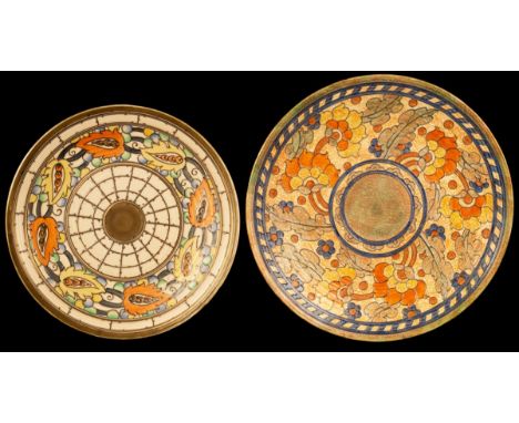 Charlotte Rhead (1885-1947) for Crown Ducal, a large pottery charger, with tube line polychrome and lustre floral design, sig