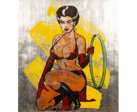 Allen Jones (born 1937)/Kneeling Woman Wallpaper/silkscreen in colours, 56.5cm x 50.5cm/in a glazed frame CONDITION REPORT: C