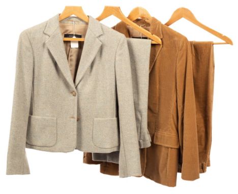 Two Max Mara trouser suits one in corduroy the other in tweed, both jackets size 8 the trousers size 10 CONDITION REPORT: Goo
