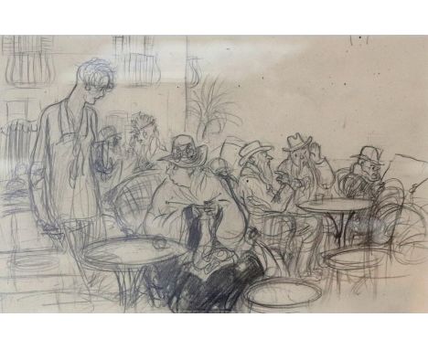Ernest Howard Shepard (British 1879-1976)/Riviera Cafe Sketch/inscribed/pencil, 16cm x 24.5cm/Note: Probably a preliminary sk