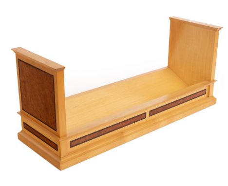 David Linley (born 1961), a book trough inlaid burr wood panels, stamped David Linley 1991, 50cm wide CONDITION REPORT: Some 