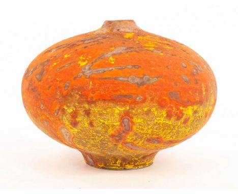 Peter Andersson (born 1958), a spherical orange vessel, label under, 26cm diameter CONDITION REPORT: very minor scratching th
