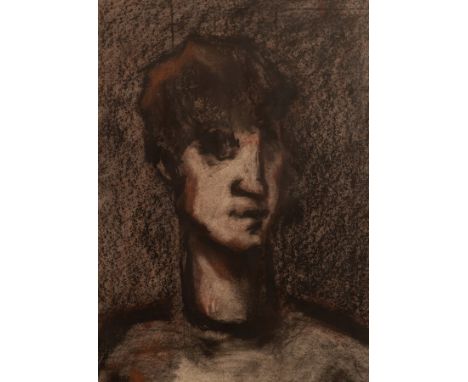 Bruer Tidman (born 1939)/Portrait of a Night Shelter Inhabitant/signed and dated 88/charcoal and conte on paper, 63cm x 46cm 
