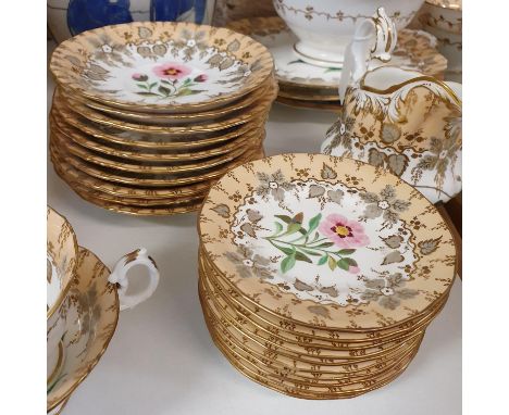 A mid-Victorian porcelain part tea and coffee service, decorated flowers, and other ceramics (box)No chips, cracks or restora