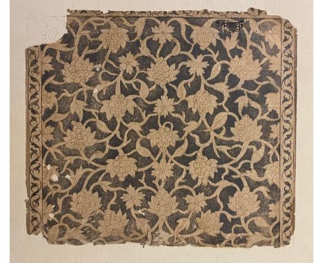 An Indian calligraphy page, unfinished, 28 x 20 cm, an Islamic manuscript page, two figures riding a camel, 25 x 15 cm, and a