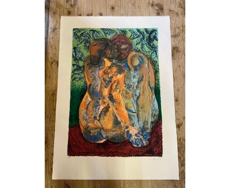 A Lin Jammet limited edition print, Lovers, 35/50, signed and dated '97, 121 x 86 cm (unframed) 