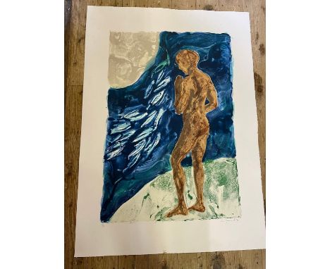 A Lin Jammet limited edition print, a figure, 43/50, signed and dated '97, 107 x 76 cm (unframed) 