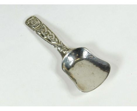 IONA SILVER. An Iona, Scottish silver caddy spoon, stamped HHI (Highland Home Industries). Further stamped Iona & dated 1943.
