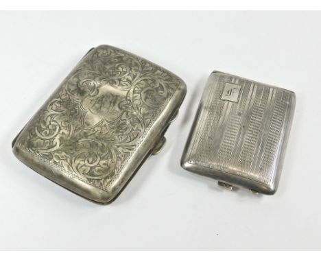 CIGARETTE CASE ETC. A small 1920's engraved cigarette case & an engine turned matchbook case.  Please note that all items in 