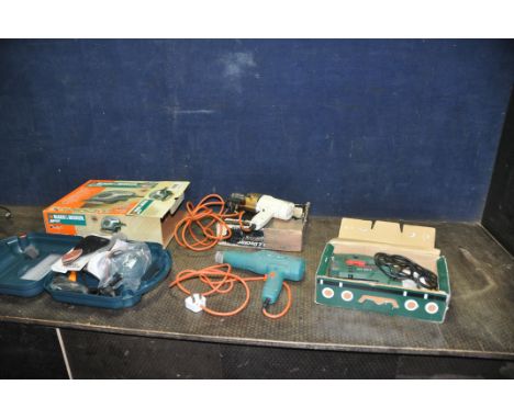 FOUR POWER TOOLS including a new and unused Black and Decker Mouse sander, a Bosch PST650E jigsaw (PAT pass and working) and 