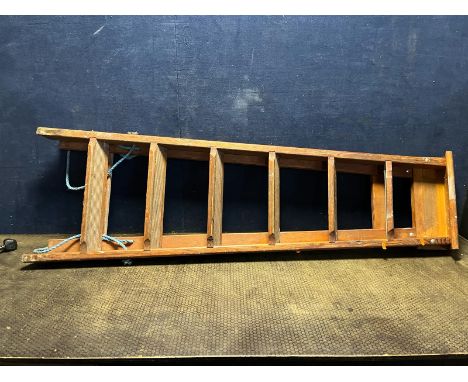 A SET OF VINTAGE WOODEN STEP LADDERS 160cm high