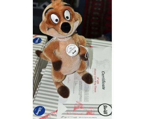 A BOXED LIMITED EDITION STEIFF DISNEY LION KING 'TIMON', No.439/1994, made of light brown mohair, height 24cm, 355509 with ce