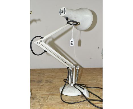 A 'MODEL 90' ANGLEPOISE LAMP, the adjustable desk lamp in off-white/cream finish, stamped 'Herbert Terry &amp; Sons Ltd, Angl