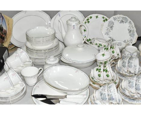 A COLLECTION OF TEA WARE, to include a twenty two piece Royal Albert 'Silver Maple' tea set: a cake plate, a cream jug, a sug