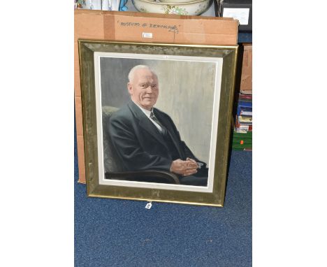 JOHN LAWRENCE-BAKER (1922-1999) 'A PORTRAIT OF SAMUEL JAMES DOWNING WILLIAMS (1891-1968)', depicting a half-length seated por