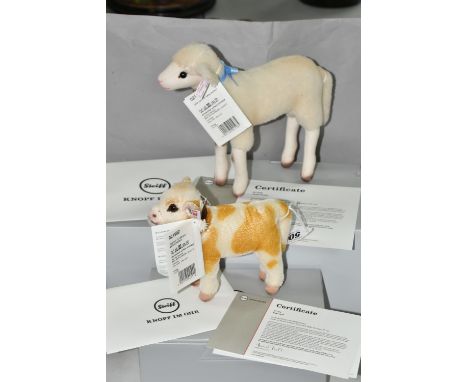 TWO BOXED STEIFF LIMITED EDITION FARM ANIMALS, comprising 021985 Lena Lamb, 248/1000 white wool plush, height 21cm, white ear