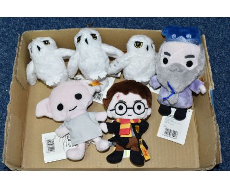 A BOX OF STEIFF HARRY POTTER PENDANT KEYRINGS, comprising Harry Potter no 355110, Dumbledore no 355097, Dobby no 355158 and t