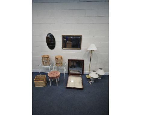 A VARIETY OF OCCASIONAL FURNITURE, to include a modern hanging collectors display cabinet, with five shelves, width 77cm x de