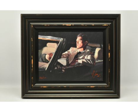 FABIAN PEREZ (ARGENTINA 1967) 'LATE DRIVE II', a male figure in a convertible car, signed limited edition print on board, 67/
