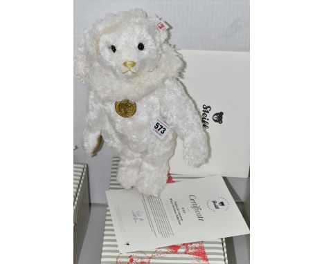 A BOXED LIMITED EDITION STEIFF 'WHITE CHRISTMAS' MUSICAL TEDDY BEAR, from the Teddies for Tomorrow series, plays 'White Chris