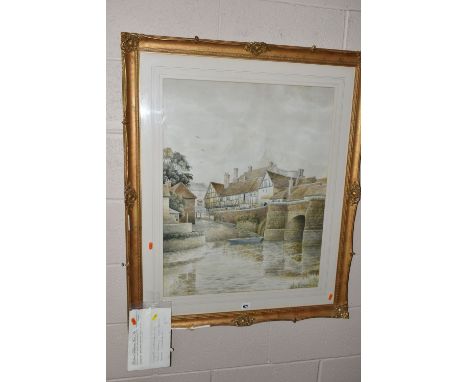 FRED K ADCOCK (BRITISH 20TH CENTURY ) 'King John's Bridge, Tewkesbury', watercolour, signed lower right, titled in pen to bac