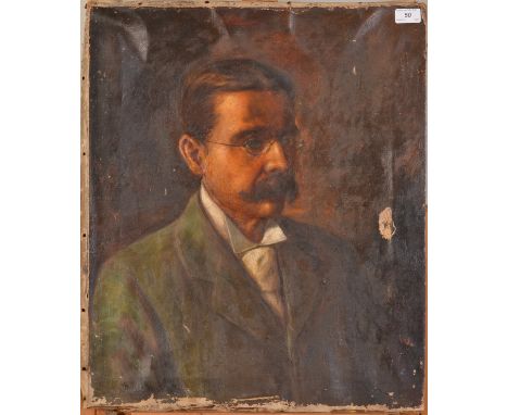 W. SWAINSON
Portrait of a Bespectacled Man
Oil on canvas, damaged
Signed
62 x 51cm