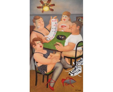 BERYL COOK
Strip Poker
Print
Signed in pencil
61 x 36cm Condition Report: This print is in good condition - there is a mark o