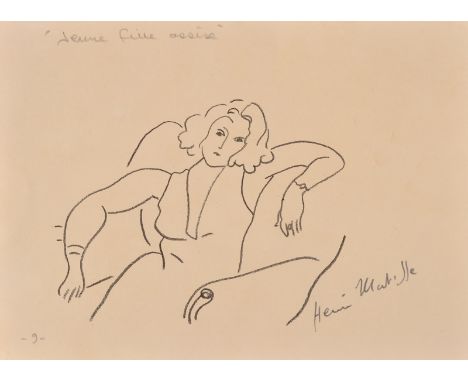 Attrib. Henry Matisse
Jeune Fille Assise
(sitting girl)
Print
Bears signature and stamped on the back
26 x 19cm Condition Rep