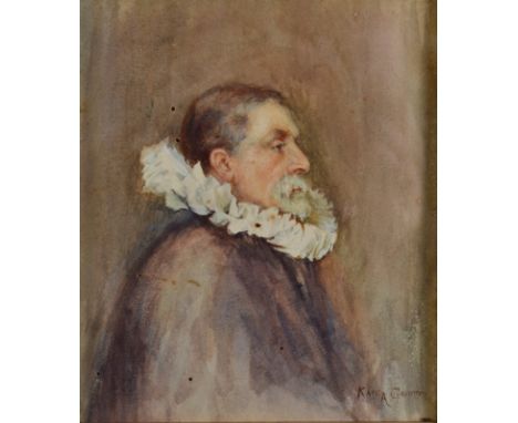 KATE GRITFITHS
Portrait of  Man in Period Dress
Watercolour
Signed
18 x 15cm
