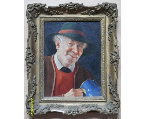 Otto Eichinger (Austrian, 1922-2004) PORTRAIT OF A GENTLEMAN WITH JUG, oil on board in ornate gilt frame, signed top right wi