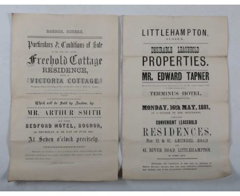 SUSSEX. A large collection of Auction and Property Particulars and approximately 20 printed or manuscript maps and plans, the