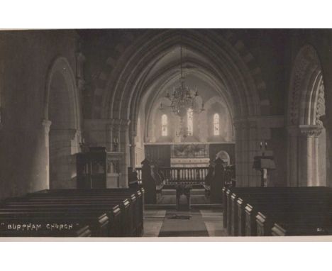 An album containing approximately 150 postcards of churches in Sussex, including photographic postcards titled ‘Burpham Churc