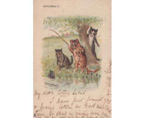 A collection of postcards in two albums and loose, the majority topographical views, artist or greetings postcards, including