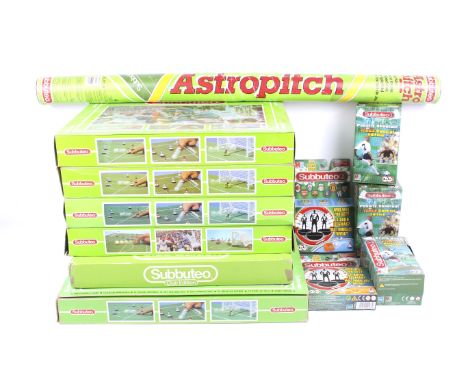 A collection of five Subbuteo games plus accessories. Noting five incomlpete sets of Subbuteo plus an astro pitch and stadium