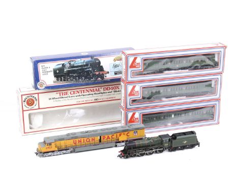 A collection of three OO gauge locomotives. Comprising one Bachmann BR 4-6-0 class 4 steam locomotive and tender 75069, one B