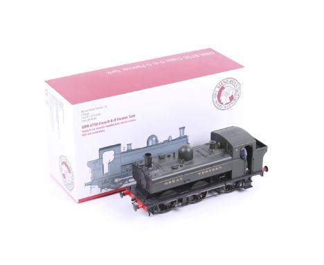 An O gauge Minerva models 0-6-0 GWR class 8750 tank engine. DCC ready complete with figures in original box. 