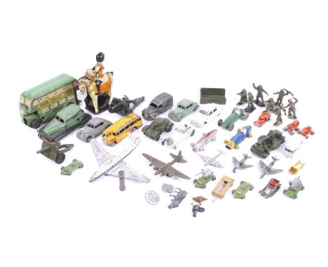 A collection of diecast toys. Including Chad Valley and DInky with main strength in cars and military vehicles etc, unboxed. 