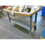(3) Steel Frame Wood Top Work Benches, (2) Custom Made Work Benches
